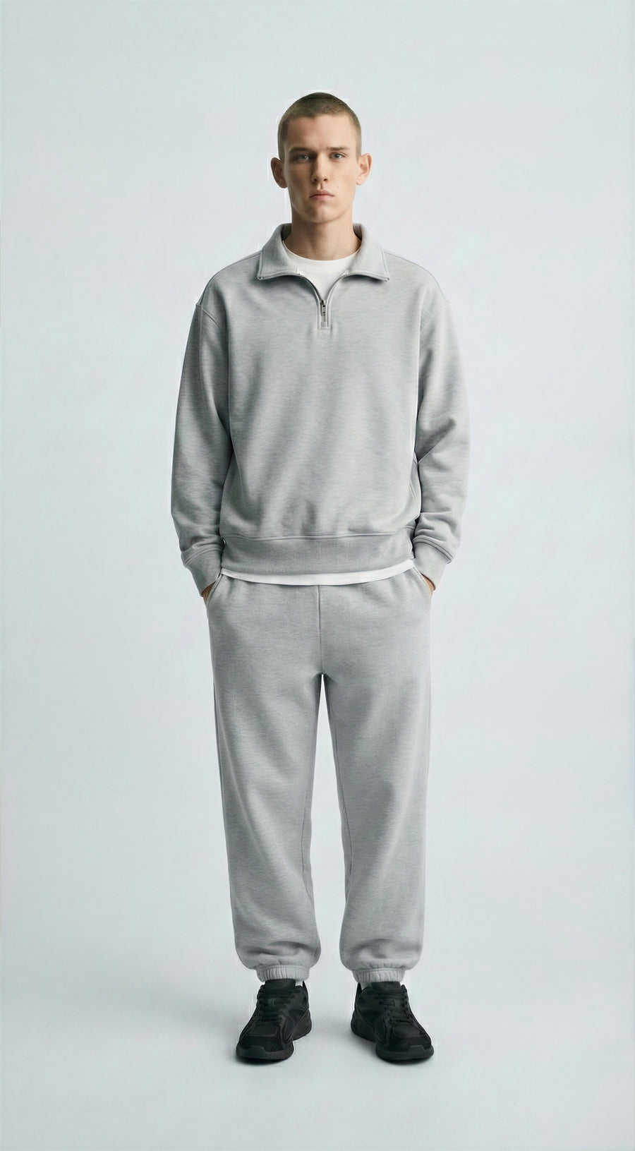 Світшот half-zip ‘REGULAR’, СІРИЙ