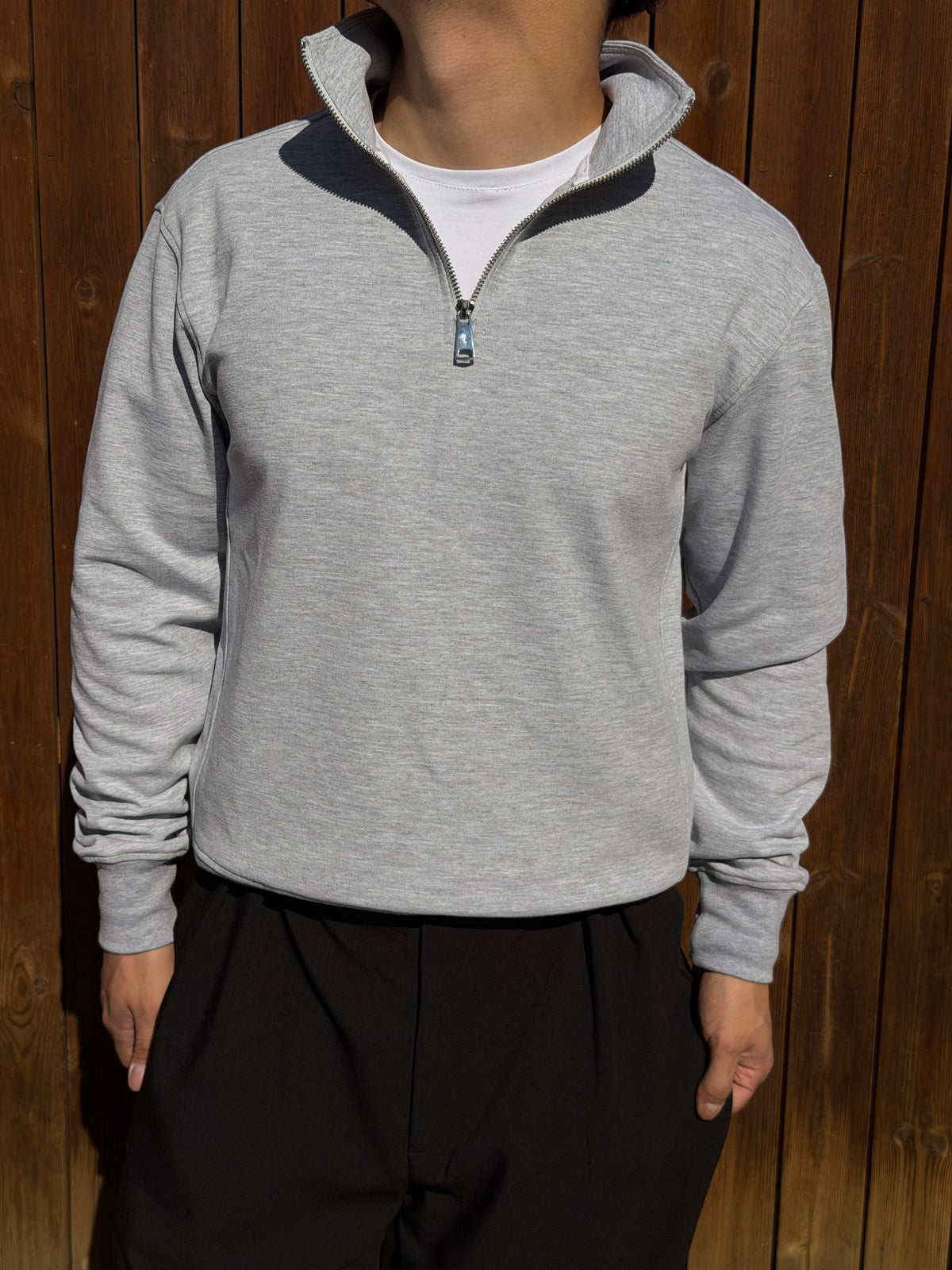 Світшот half-zip ‘REGULAR’, СІРИЙ