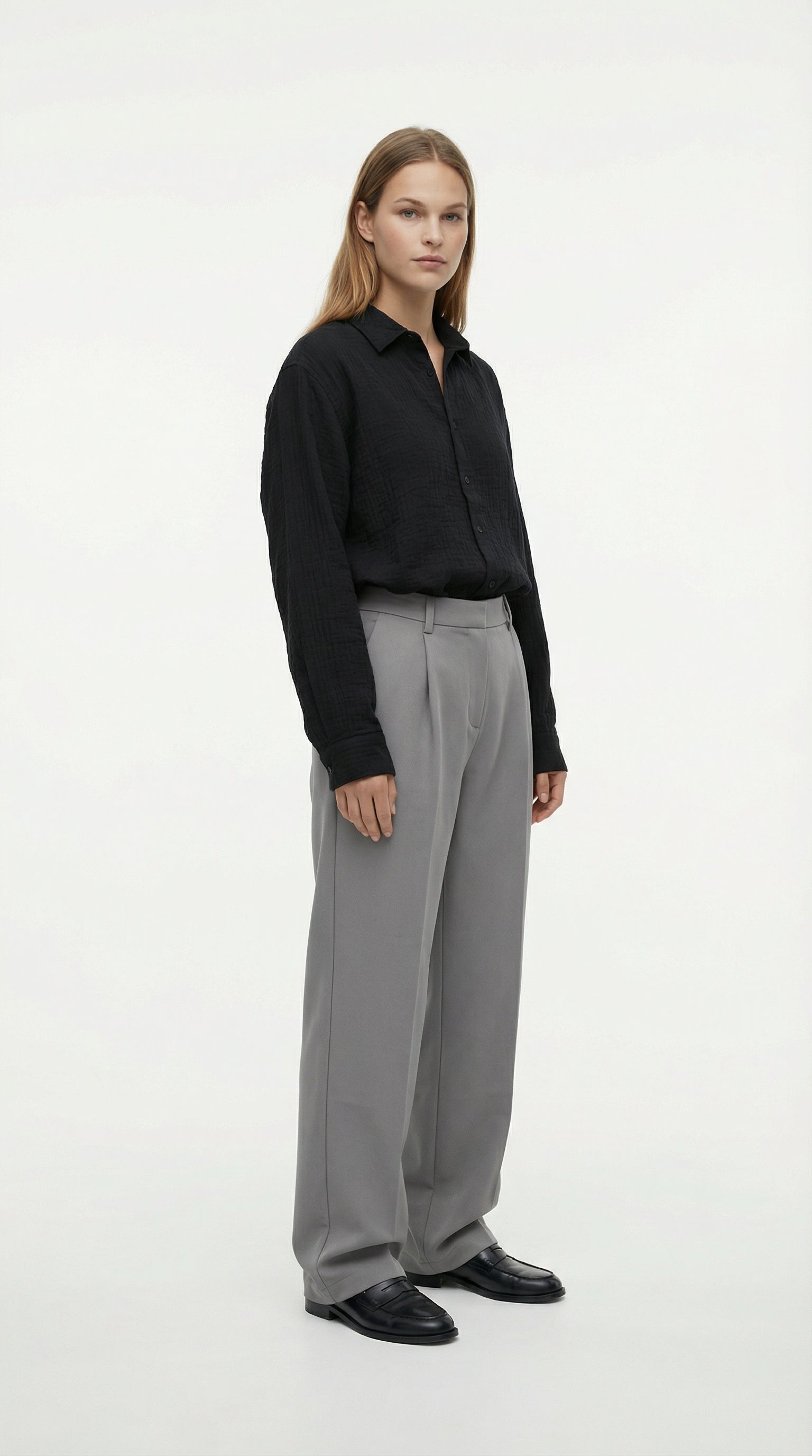 Сорочка ‘CLASSY’ з повітряної тканини, ЧОРНА