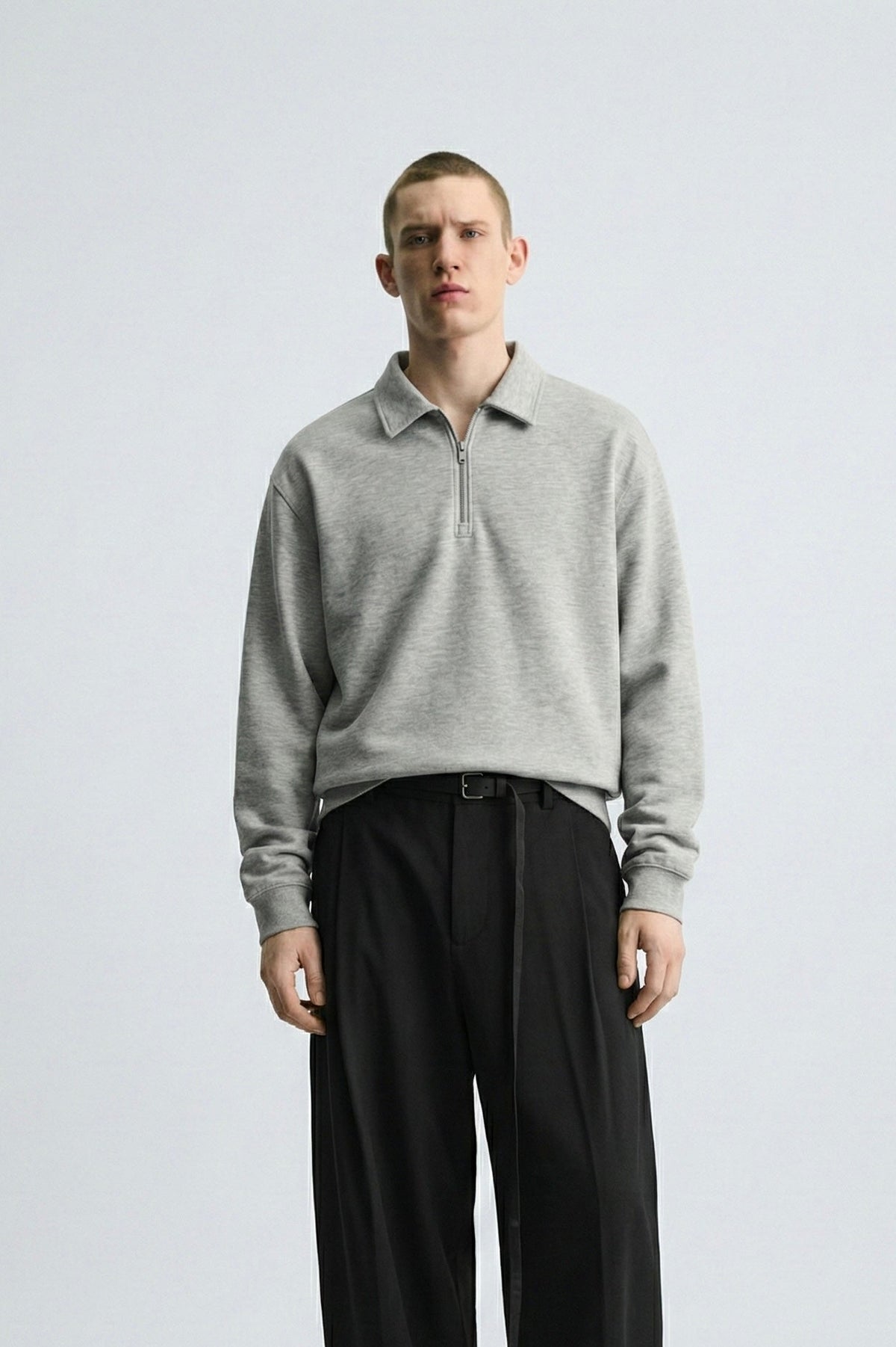Світшот-polo ‘CLASSY’ з комірцем, СІРИЙ