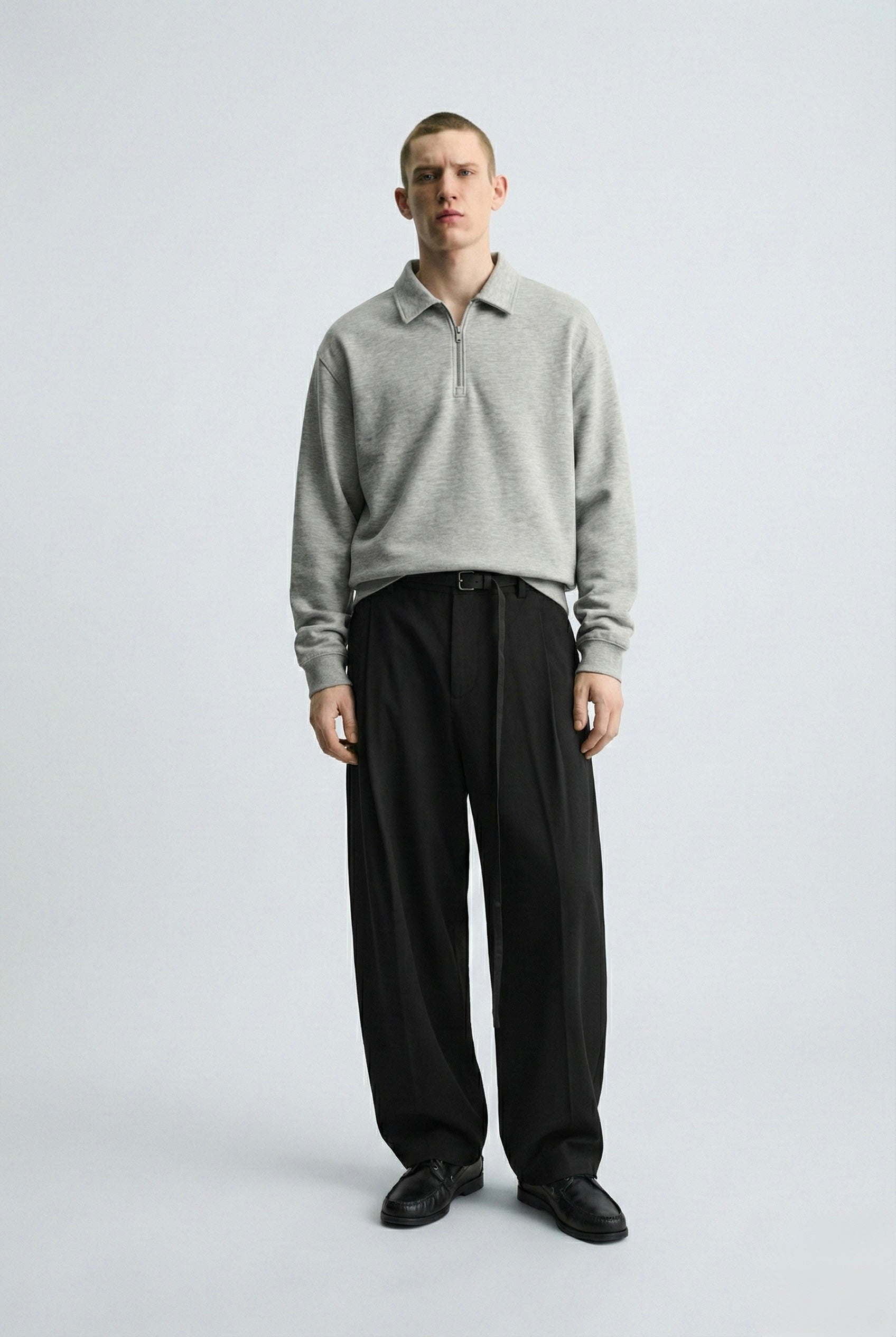 Світшот-polo ‘CLASSY’ з комірцем, СІРИЙ