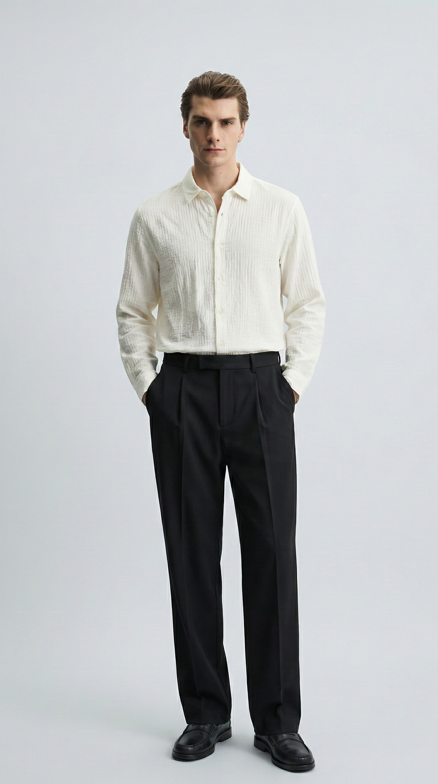 Сорочка ‘CLASSY’ з повітряної тканини, БІЛА