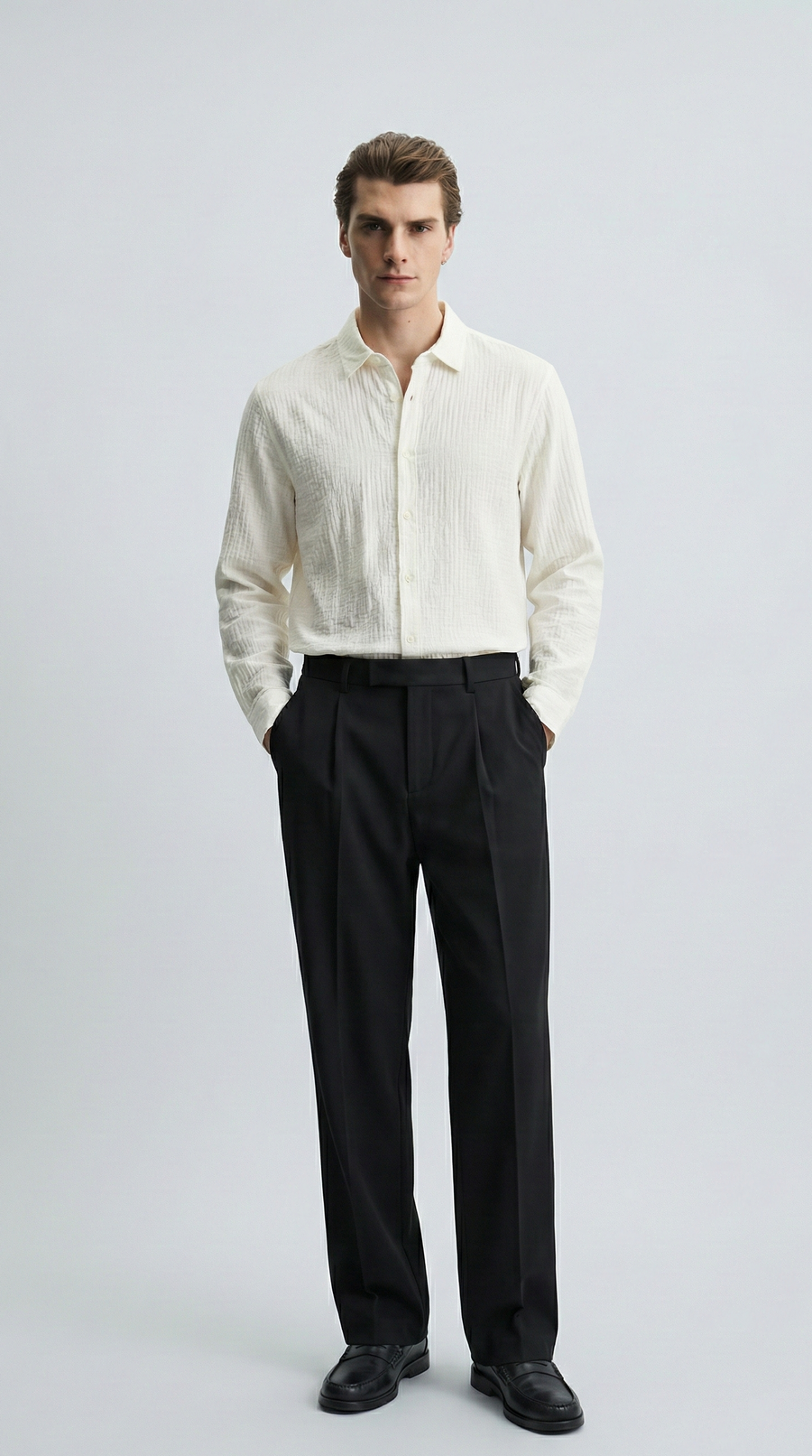 Сорочка ‘CLASSY’ з повітряної тканини, БІЛА