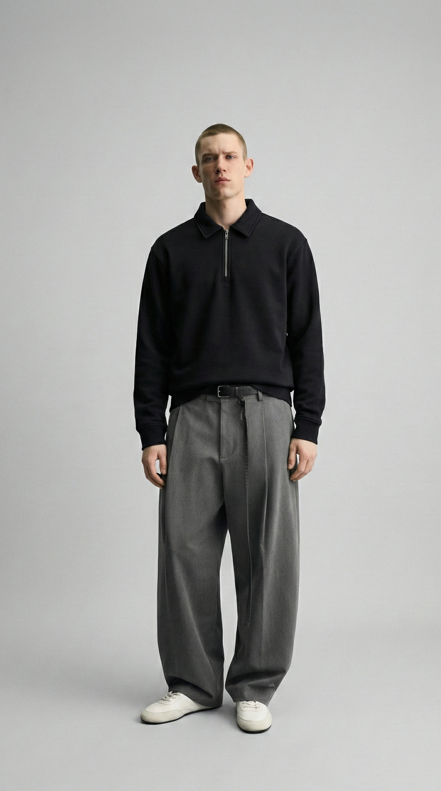 Світшот-polo ‘CLASSY’ з комірцем, ЧОРНИЙ