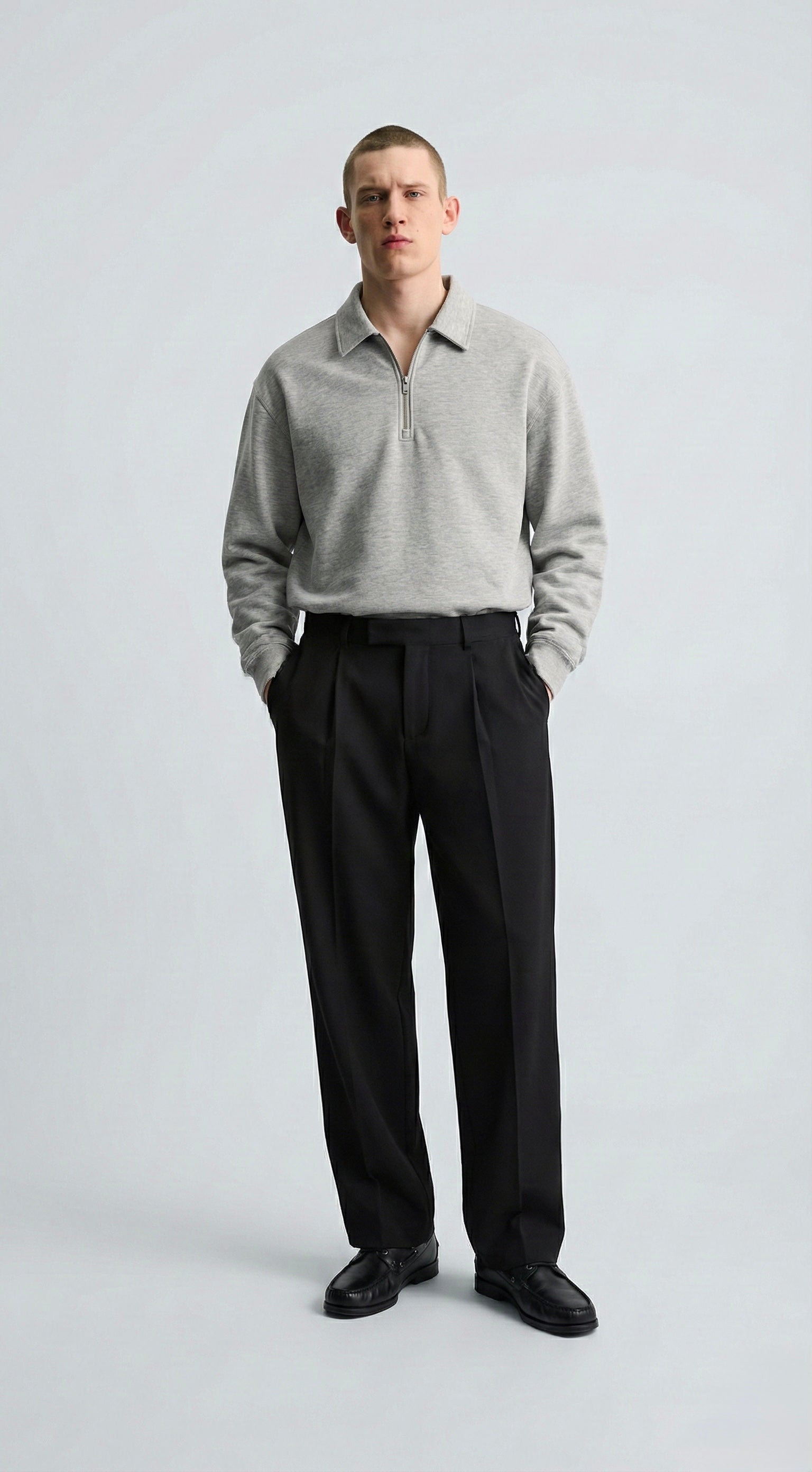 Світшот-polo ‘CLASSY’ з комірцем, СІРИЙ