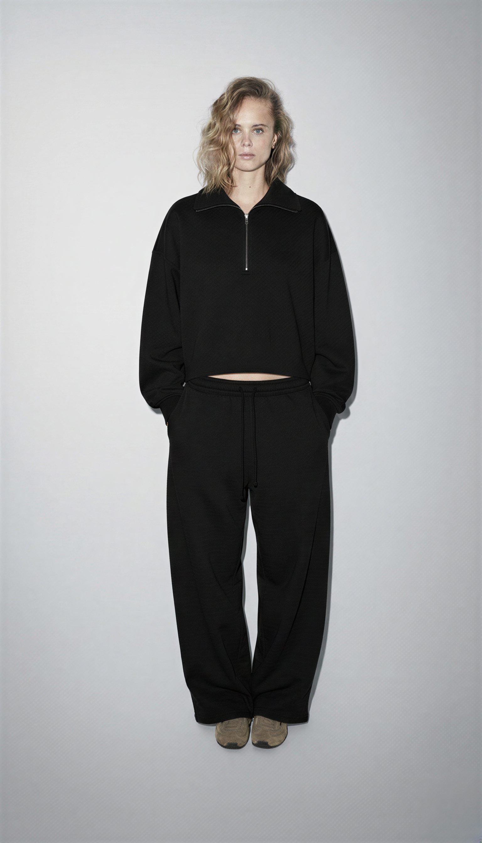 Світшот half-zip ‘REGULAR’, ЧОРНИЙ