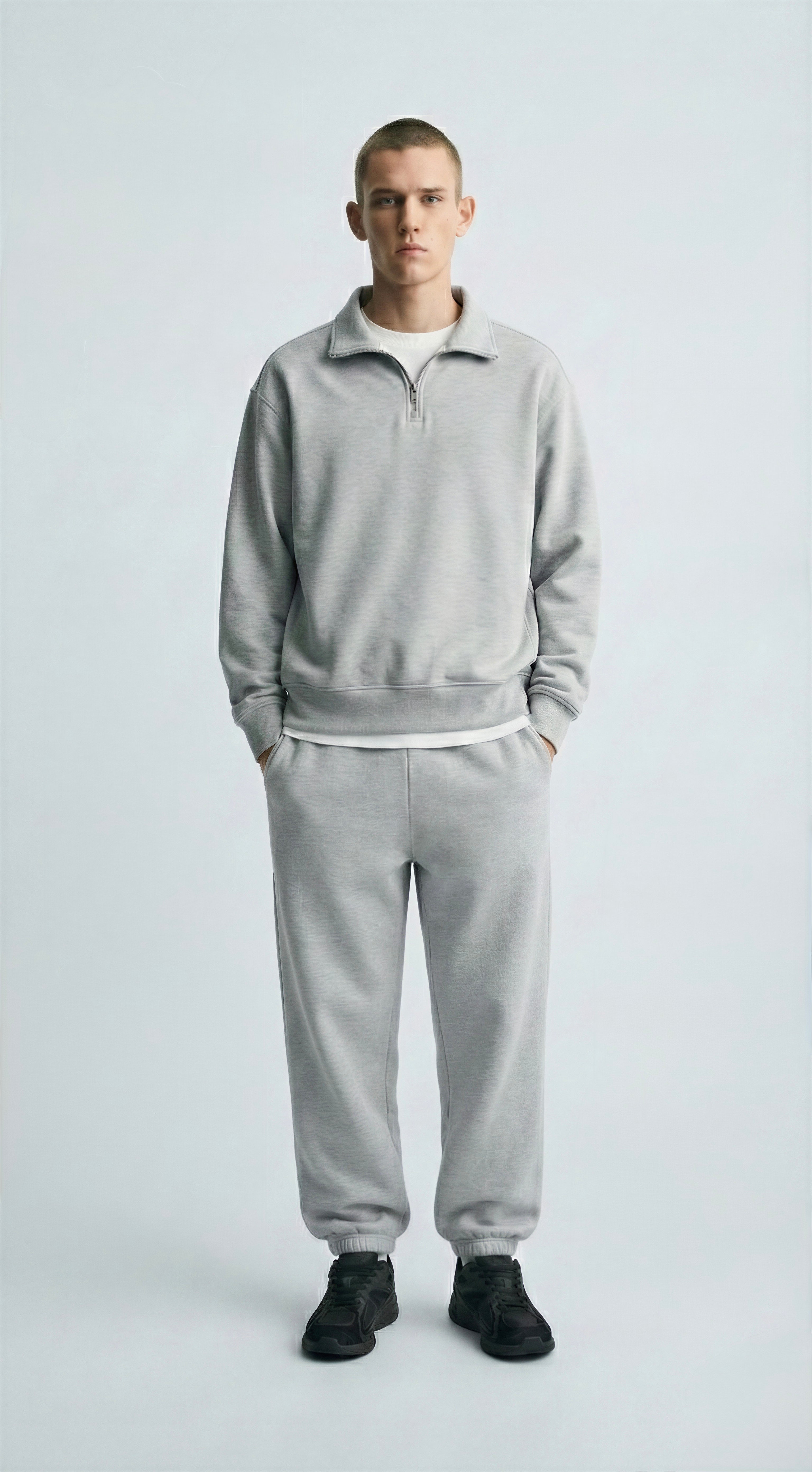 Світшот half-zip ‘REGULAR’, СІРІ