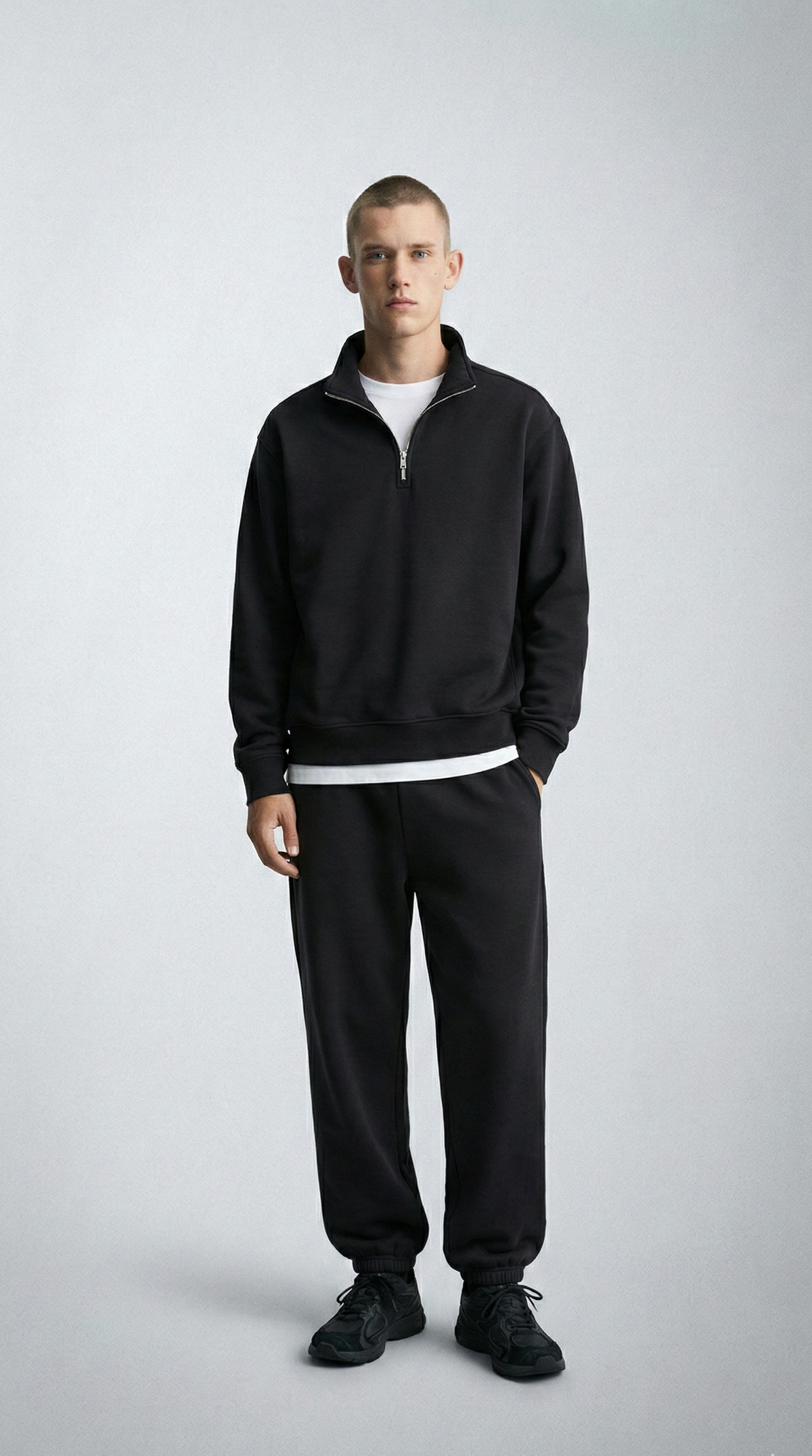 Світшот half-zip ‘REGULAR’, ЧОРНИЙ