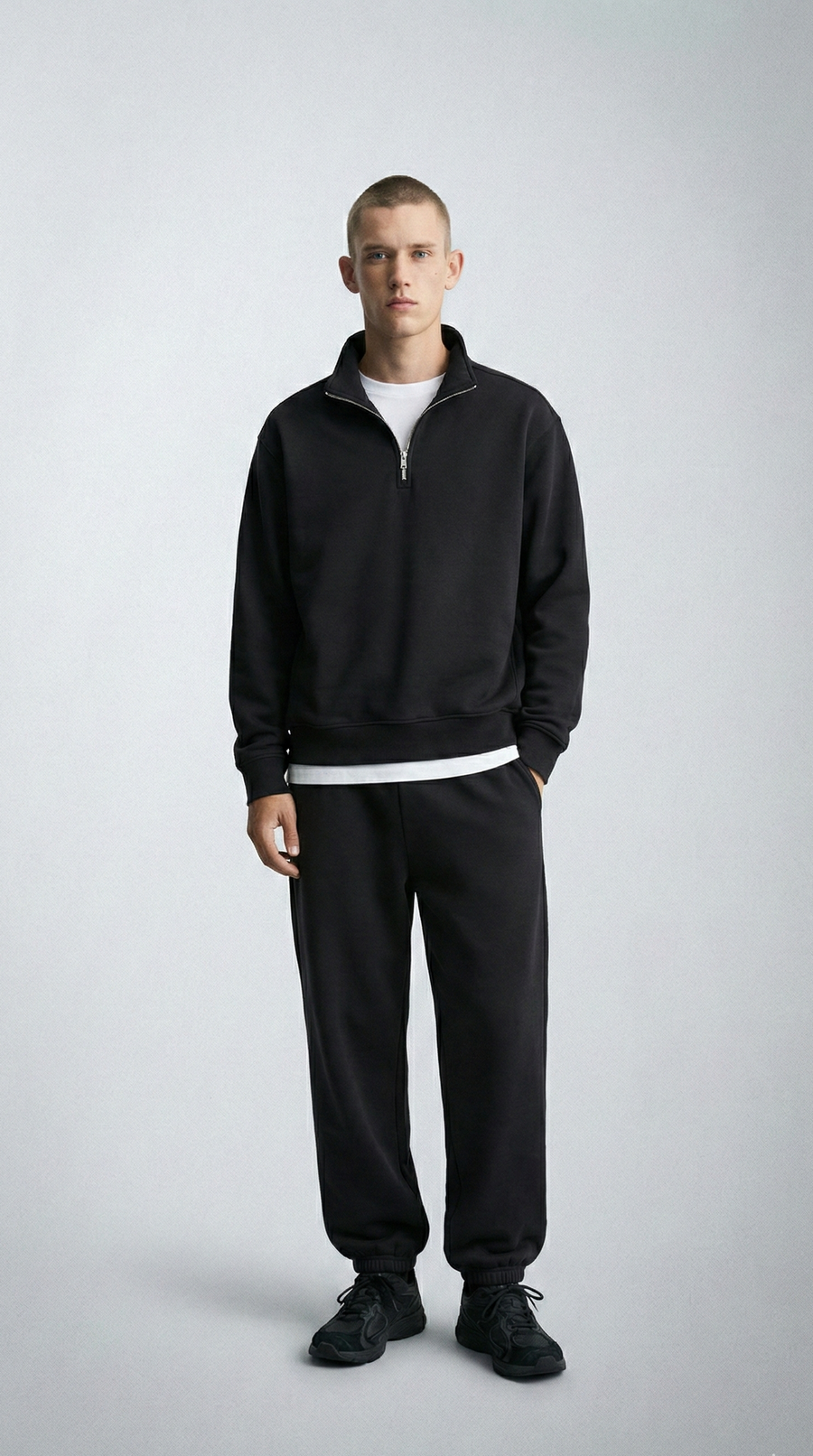 Світшот half-zip ‘REGULAR’, ЧОРНИЙ