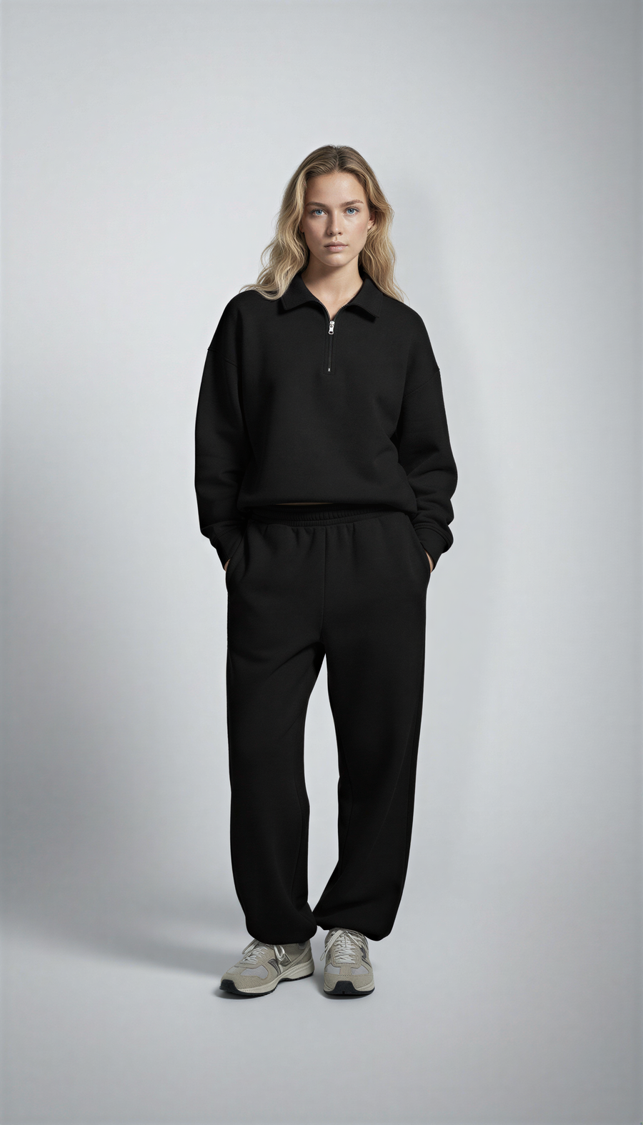 Світшот half-zip ‘REGULAR’, ЧОРНИЙ