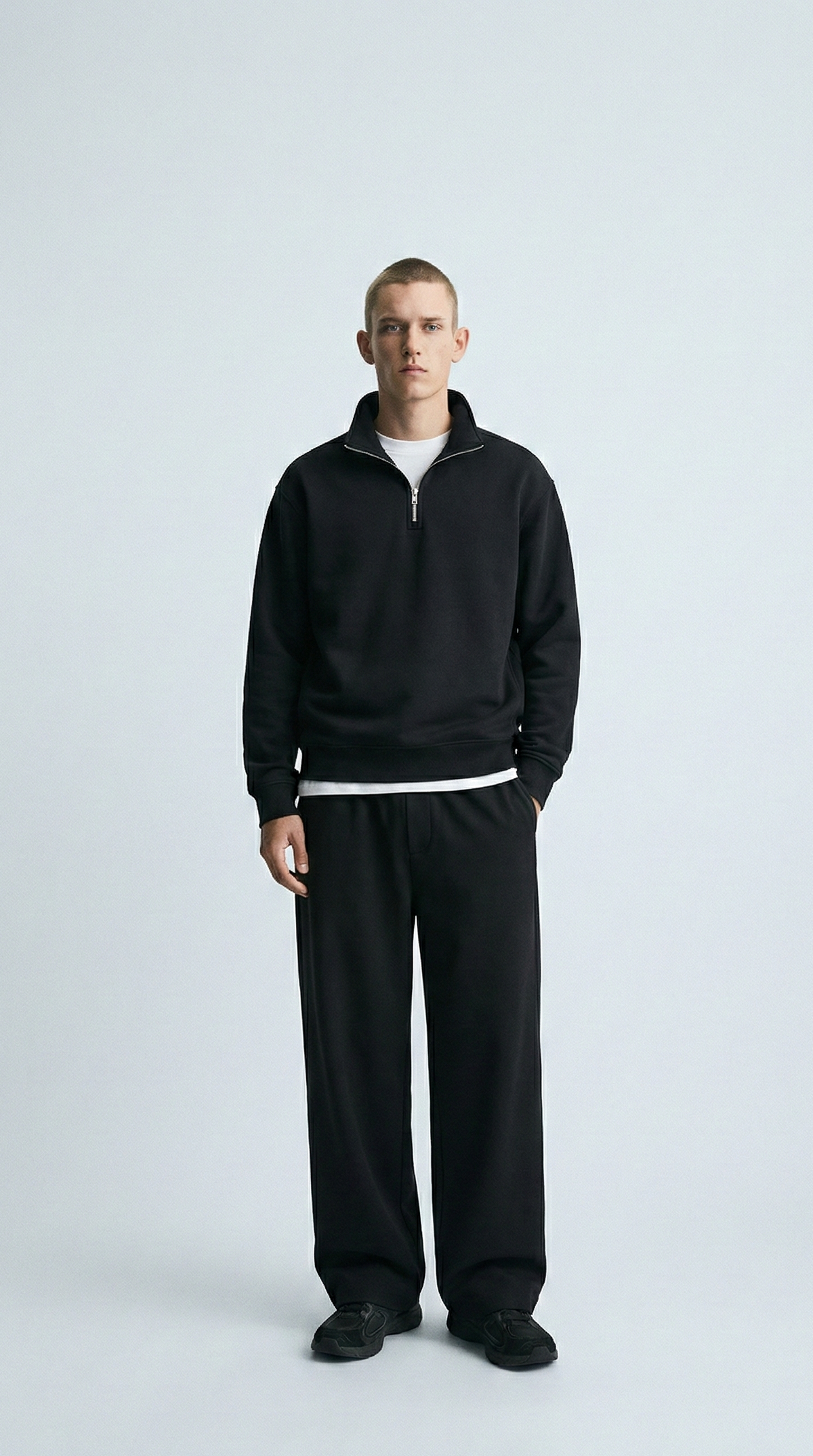 Світшот half-zip ‘REGULAR’, ЧОРНИЙ