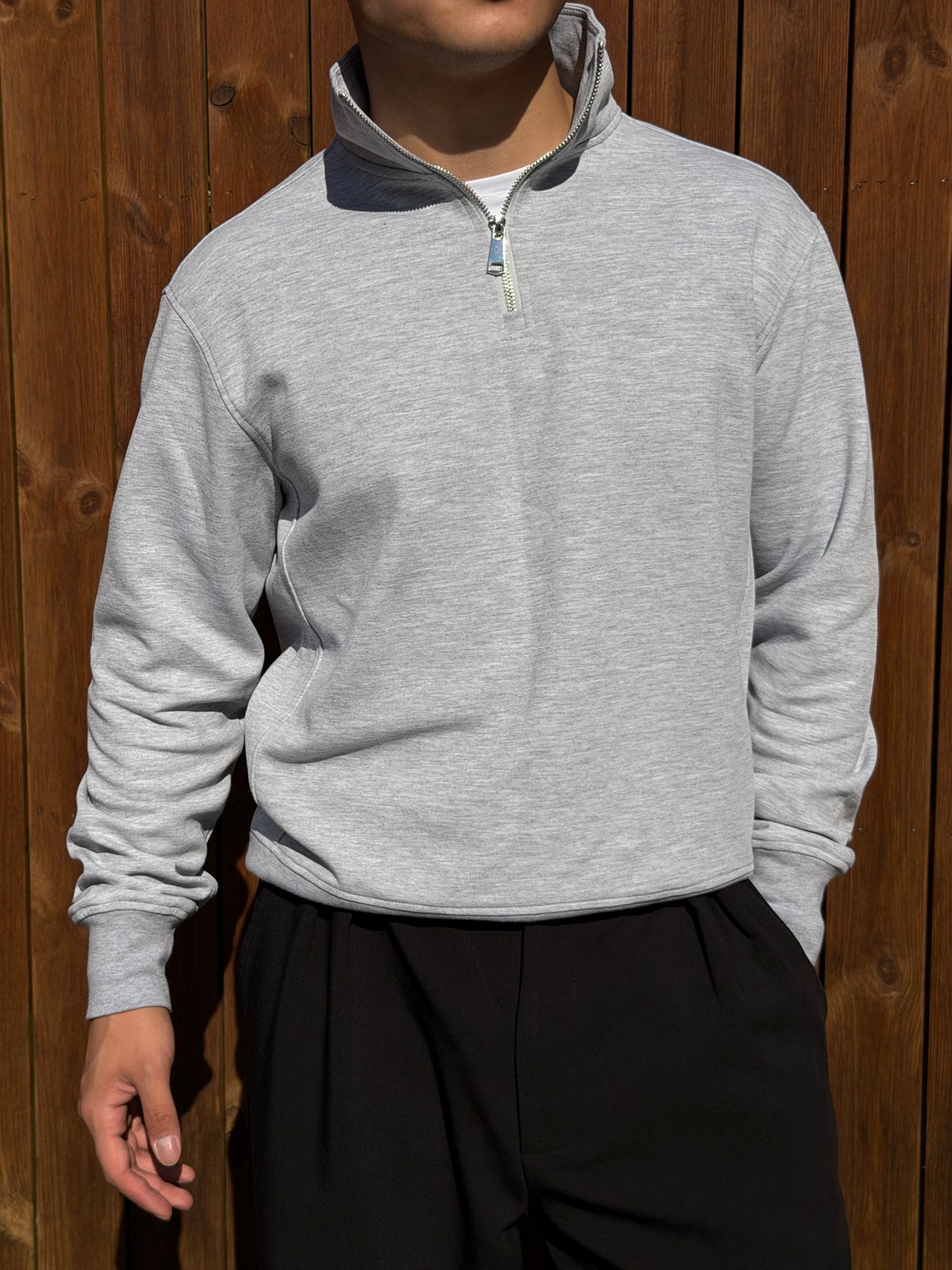Світшот half-zip ‘REGULAR’, СІРИЙ