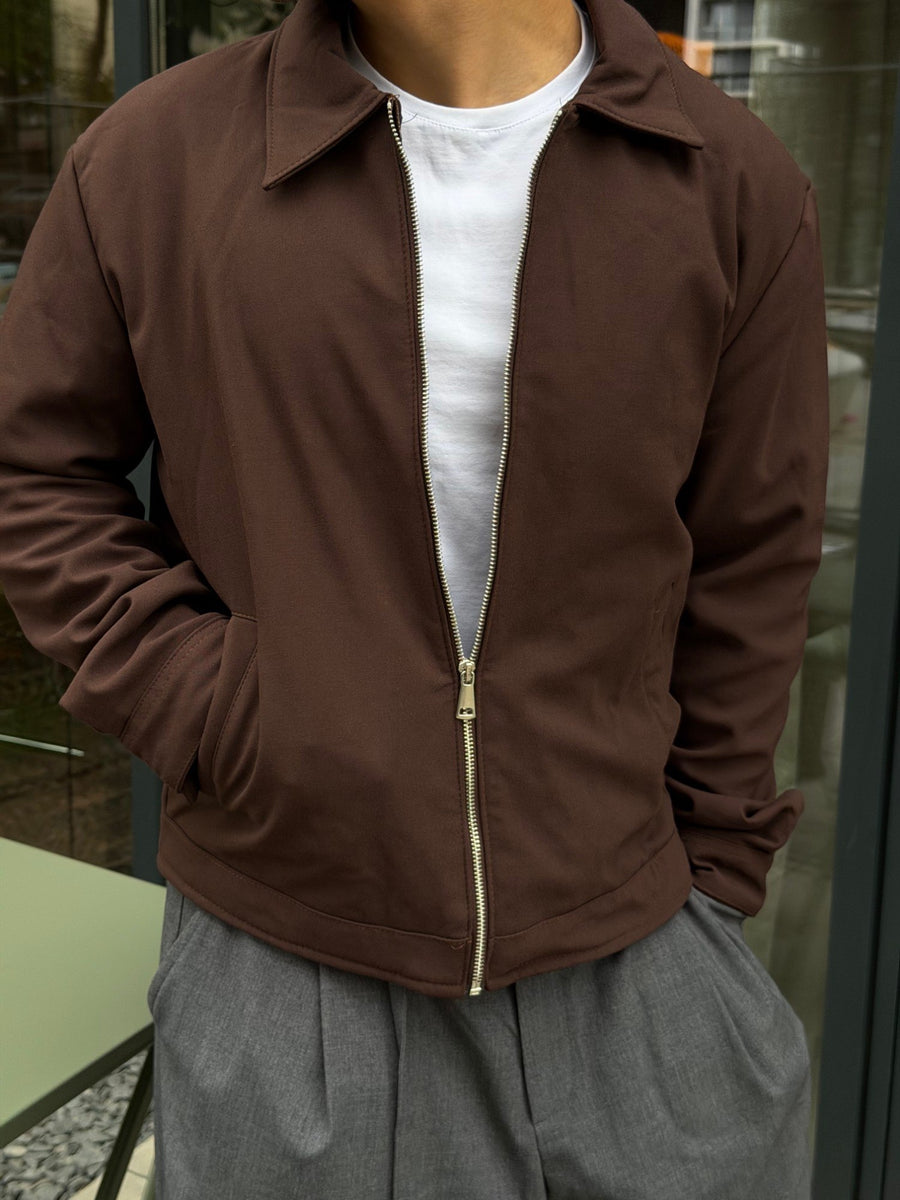 Коричнева куртка CLEAN прямого крою з коміром
