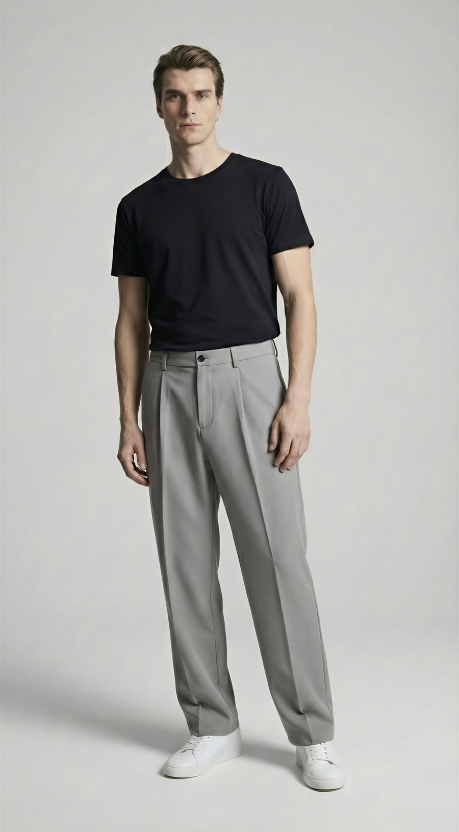 Футболка ‘RELAXED’ з гладкої тканини, ЧОРНА