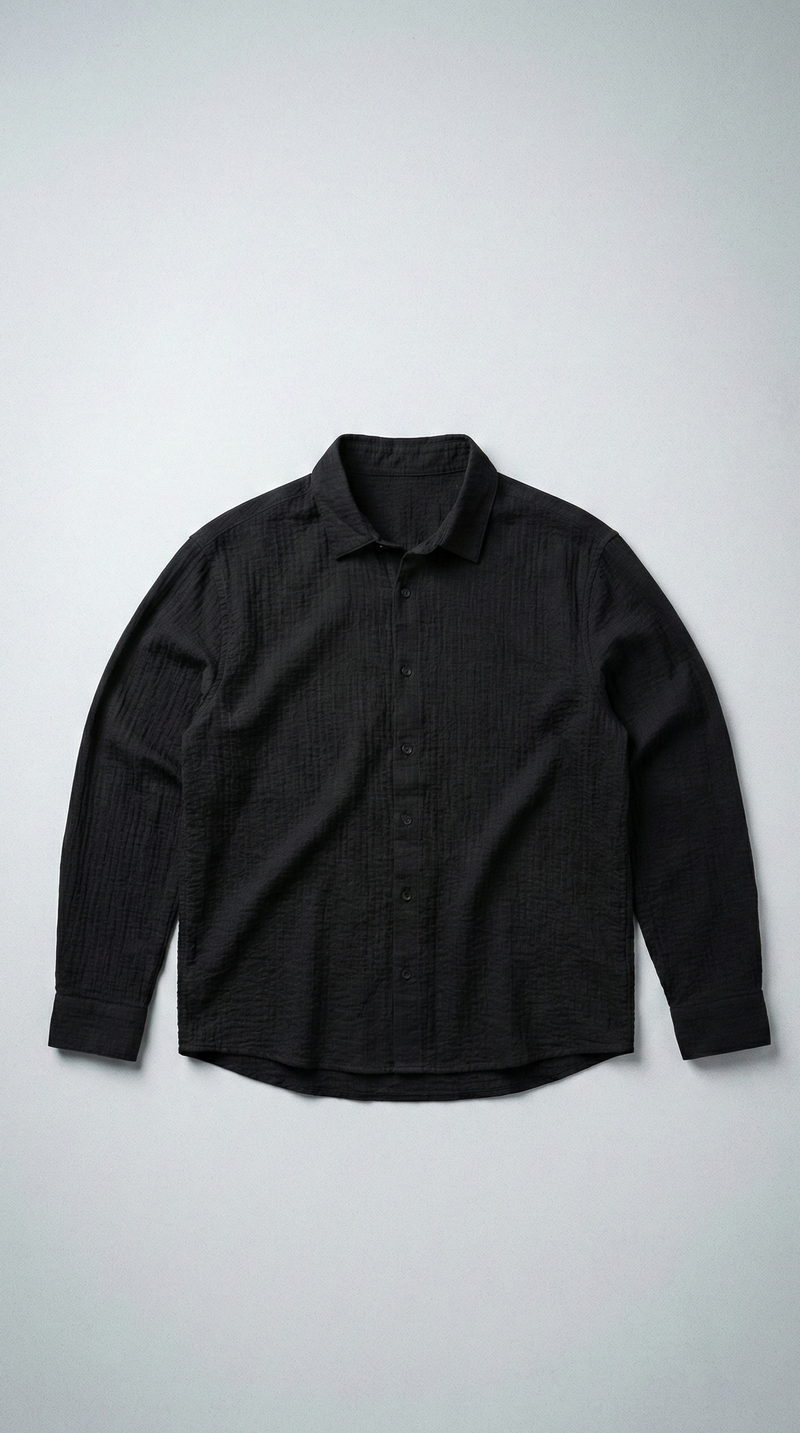 Сорочка ‘CLASSY’ з повітряної тканини, ЧОРНА